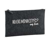 Huuraa borsa da toilette Ho Chi Minh City my love Borsa regalo per cosmetici in feltro color carbone da 1 litro Ho Chi Minh City my love Presente