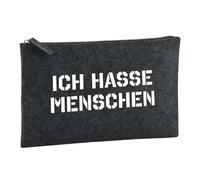 Huuraa borsa da toilette ICH HASSE MENSCHEN Borsa regalo per cosmetici in feltro color carbone da 1 litro ICH HASSE MENSCHEN Presente
