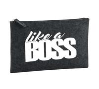 Huuraa borsa da toilette like a Boss Spruch Borsa regalo per cosmetici in feltro color carbone da 1 litro like a Boss Spruch Presente