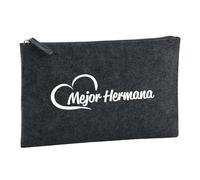Huuraa borsa da toilette Mejor Hermana Borsa regalo per cosmetici in feltro color carbone da 1 litro Mejor Hermana Presente