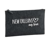 Huuraa borsa da toilette New Orleans my love Borsa regalo per cosmetici in feltro color carbone da 1 litro New Orleans my love Presente