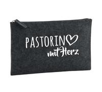 Huuraa borsa da toilette Pastorin mit Herz Borsa regalo per cosmetici in feltro color carbone da 1 litro Pastorin mit Herz Presente