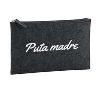 Huuraa borsa da toilette Puta madre Borsa regalo per cosmetici in feltro color carbone da 1 litro Puta madre Presente