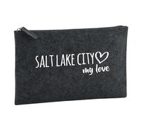 Huuraa borsa da toilette Salt Lake City my love Borsa regalo per cosmetici in feltro color carbone da 1 litro Salt Lake City my love Presente