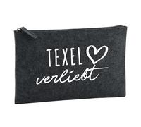 Huuraa borsa da toilette Texel verliebt Borsa regalo per cosmetici in feltro color carbone da 1 litro Texel verliebt Presente