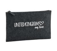 Huuraa borsa da toilette United Kingdom my love Borsa regalo per cosmetici in feltro color carbone da 1 litro United Kingdom my love Presente