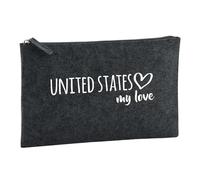 Huuraa borsa da toilette United States my love Borsa regalo per cosmetici in feltro color carbone da 1 litro United States my love Presente