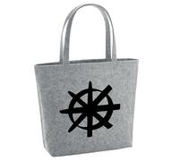 Huuraa borsa della spesa Ruota del Dharma Borsa shopper regalo grigia 22 litri melange feltro Ruota del Dharma accessorio