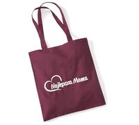 Huuraa borsa di cotone Najlepsza Mama Borsa regalo per la spesa in cotone bordeaux da 10 litri Najlepsza Mama Sorpresa