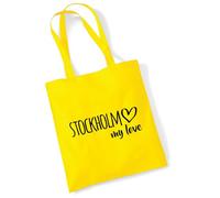 Huuraa borsa di cotone Stockholm my love Borsa regalo in tessuto giallo 10 litri cotone Stockholm my love souvenir