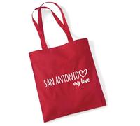Huuraa borsa di stoffa San Antonio my love Borsa regalo per la spesa classica rossa da 10 litri in cotone San Antonio my love idea regalo