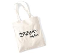 Huuraa borsa per il trasporto Stockholm my love Borsa regalo in tessuto naturale 10 litri cotone Stockholm my love accessorio