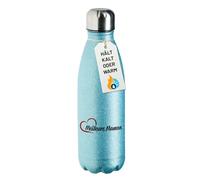 Huuraa bottiglia d'acqua Meilleure Maman Bottiglia regalo glitterata blu 500ml in acciaio inossidabile Meilleure Maman idea regalo