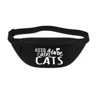 Huuraa marsupio Keep calm and love Cats Borsa a tracolla regalo nera 2,5 litri Keep calm and love Cats Presente