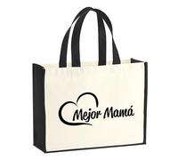 Huuraa sacco di juta Mejor Mamá Borsa per la spesa Gift Shopper nera 21 litri juta e cotone Mejor Mamá idea regalo