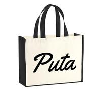 Huuraa sacco di juta Puta Borsa per la spesa Gift Shopper nera 21 litri juta e cotone Puta idea regalo