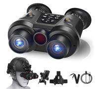 HUVIOVED Visore Notturno da Testa, Tattico Militare, Binocolo Digitale per Visione Notturna A Infrarossi 3D VR con Scheda da 2 X 32 GB per Salvare Foto/Video 3D, Campo Visivo 40°