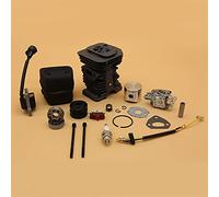 HUVNEXA 38MM 40mm Cilindro Pistone Carburatore Accensione Silenziatore, for Husqvarna, 136 137 141 142 Motosega da Giardino Ricambi Ricostruzione Cilindro per tosaerba(HUS142 40MM)