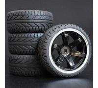 HUVNEXA 4 Pezzi 1/10 Pneumatici in Gomma RC Auto da Corsa Pneumatici su Cerchioni da Strada, for HSP, for HPI, RC Auto Parte Diametro 65mm Pneumatici 94123-94122 Pneumatico per Auto RC(701B-8002)