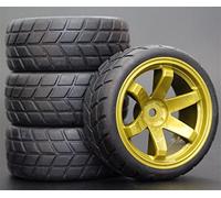 HUVNEXA 4 Pezzi 1/10 Pneumatici in Gomma RC Auto da Corsa Pneumatici su Cerchioni da Strada, for HSP, for HPI, RC Auto Parte Diametro 65mm Pneumatici 94123-94122 Pneumatico per Auto RC(705-6083)