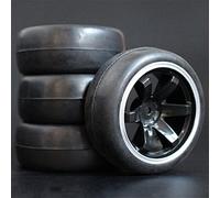 HUVNEXA 4 Pezzi 1/10 Pneumatici in Gomma RC Auto da Corsa Pneumatici su Cerchioni da Strada, for HSP, for HPI, RC Auto Parte Diametro 65mm Pneumatici 94123-94122 Pneumatico per Auto RC(701B-6018)