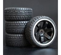 HUVNEXA 4 Pezzi 1/10 Pneumatici in Gomma RC Auto da Corsa Pneumatici su Cerchioni da Strada, for HSP, for HPI, RC Auto Parte Diametro 65mm Pneumatici 94123-94122 Pneumatico per Auto RC(701B-8003)