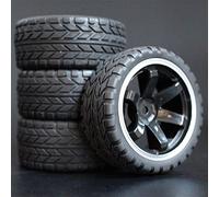 HUVNEXA 4 Pezzi 1/10 Pneumatici in Gomma RC Auto da Corsa Pneumatici su Cerchioni da Strada, for HSP, for HPI, RC Auto Parte Diametro 65mm Pneumatici 94123-94122 Pneumatico per Auto RC(701B-6017)