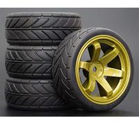 HUVNEXA 4 Pezzi 1/10 Pneumatici in Gomma RC Auto da Corsa Pneumatici su Cerchioni da Strada, for HSP, for HPI, RC Auto Parte Diametro 65mm Pneumatici 94123-94122 Pneumatico per Auto RC(705-6086)