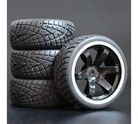 HUVNEXA 4 Pezzi 1/10 Pneumatici in Gomma RC Auto da Corsa Pneumatici su Cerchioni da Strada, for HSP, for HPI, RC Auto Parte Diametro 65mm Pneumatici 94123-94122 Pneumatico per Auto RC(701B-8001)