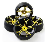 HUVNEXA 4 Pezzi/Set 1:10 Scala Drift Pneumatici cerchione Offset 6 mm, for HPI, for HSP Racing, RC Drift Car Pneumatico per Auto RC