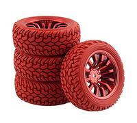 HUVNEXA Cerchioni in Gomma 4p, for HSP, for HPI, 1/10 On-Road Rally Car RC 717-8019 Pneumatico per Auto RC(Rot)