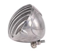 HUVNEXA Faro anteriore universale retrò alettato for moto, for Harley, Cafe Racer, for, Chopper Bobber Spia luminosa per motocicletta(Silver)