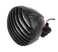 HUVNEXA Faro anteriore universale retrò alettato for moto, for Harley, Cafe Racer, for, Chopper Bobber Spia luminosa per motocicletta(Schwarz)