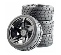 HUVNEXA Pneumatici 4p con Ruota in Spugna, for HSP, for HPI, 1/10 1:10 On-Road Touring Car RC Rim01-6083 Pneumatico per Auto RC(Black Wheel)