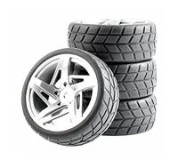 HUVNEXA Pneumatici 4p con Ruota in Spugna, for HSP, for HPI, 1/10 1:10 On-Road Touring Car RC Rim01-6083 Pneumatico per Auto RC(Silver Wheel)