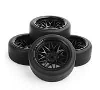 HUVNEXA Pneumatici e Cerchioni da Drift Piatto in Scala 1/10, for HPI, for HSP, Auto da Corsa RC su Strada con Offset da 6 mm e esagono di Trasmissione da 12 mm Pneumatico per Auto RC