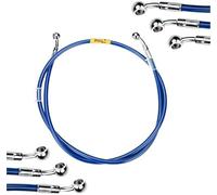 HUVNEXA Tubo freno moto 40 cm - 240 28° Raccordi di fissaggio blu in acciaio intrecciato olio frizione, for ATV, Racing, Enduro, Motocross, Pit Bike Tubo freno posteriore(BLACK 900mm)