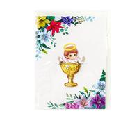 Huvqianu Biglietti di auguri per baby shower, per battesimo con angelo e fiori, regalo commemorativo per festa del nascituro, per padrini, ragazzi, ragazze, familiari e amici