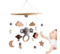 Huvqianu Crib Mobile with Moon, Nursery Mobile with Wind Chimes, Stars Mobiles for Babies, Crib Chimes for Boys and Girls, Moon Stars Nursery Mobiles, 3 Different Size and Sytle