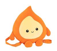 Huvqianu Cute Plush Backpack, Flame Design Fashion Bag, Soft Stuffed Doll Backpack, Handbag with Adjustable Shoulder Straps for Kids, School Travel Gift, 12,6 x 11,81 Inches, arancione, Se