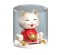 Huvqianu Fortune Cat Figurine, Solar Nodding Fortune Kitten, Good Luck Sculpture, Solar-Powered Movement, Charming Design, Ideal for Living Room, Study, Kids Room Decor, Gift.