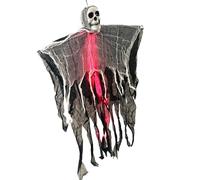 Huvqianu Halloween Skeleton, Flying Ghost Lighted Prop, Fog-Effect Floating Ornament, Spooky LED Eyes, Hanging Horror Decoration, for Garden, Classroom, Wall, Yard, Carnival Use, 80 x 61 cm