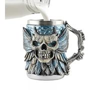 Huvqianu Heavy Mug, Skull Cocktail Mug, 7.48x6.1x6.89 Inches Size Resin Drinkware Container with 17 Oz Capacity, Reusable Water Glass for Daily Studio Restaurants Road Trip Friends Birthday, White