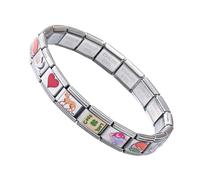 Huvqianu Italian Charm Bracelet, Stainless Steel Modular, 6.89x6.89in Fashion Jewelry Supplies, Elegant Adjustable Design, Authentic Polished Finish for Dating, Party, Wedding, Travel Use