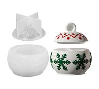 Huvqianu Jar Mold with Lid - Christmas Candy Silicone Mold with Snowflake Design, Easy Release Mould for Making Decorations, Candle Holders, Jewelry Boxes, Holiday Crafts, 3.5x2.01 Inches