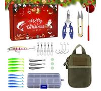 Huvqianu Kit Di Esche Artificiali Per La - Per Attrezzatura Da Natalizi - Esche Artificiali Per Persico,Per Stagione Delle Feste Famiglia Notte Mattina Campeggio All Aperto Fiume Lago Stagno