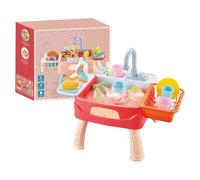 Huvqianu Lavello da Gioco per Bambini | Lavello da Cucina per Bambini con Acqua Corrente | Giocattolo Educativo Imitazione con Sistema Automatico di Acqua E Accessori per Ragazzi Ragazze Materne