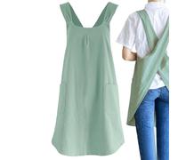 Huvqianu Long Apron, Chef Crossed Apron, Multipurpose Unisex Aprons, Adjustable and Breathable with Pockets for Cooking Pottery Baking Serving Crafting and Painting