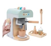 Huvqianu Macchina da caffè per bambini - Macchina da caffè in legno per cucina d'imitazione, da cucina per compleanno ragazzi, per la casa, sala da gioco di viaggio, asilo
