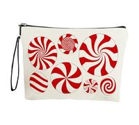 Huvqianu Sacchetto cosmetico natalizio, borsa cosmetica impermeabile con cerniera, spaziosa borsa da toeletta, sacchetto di Natale durevole per le donne, grande borsa cosmetica, tracolla per il